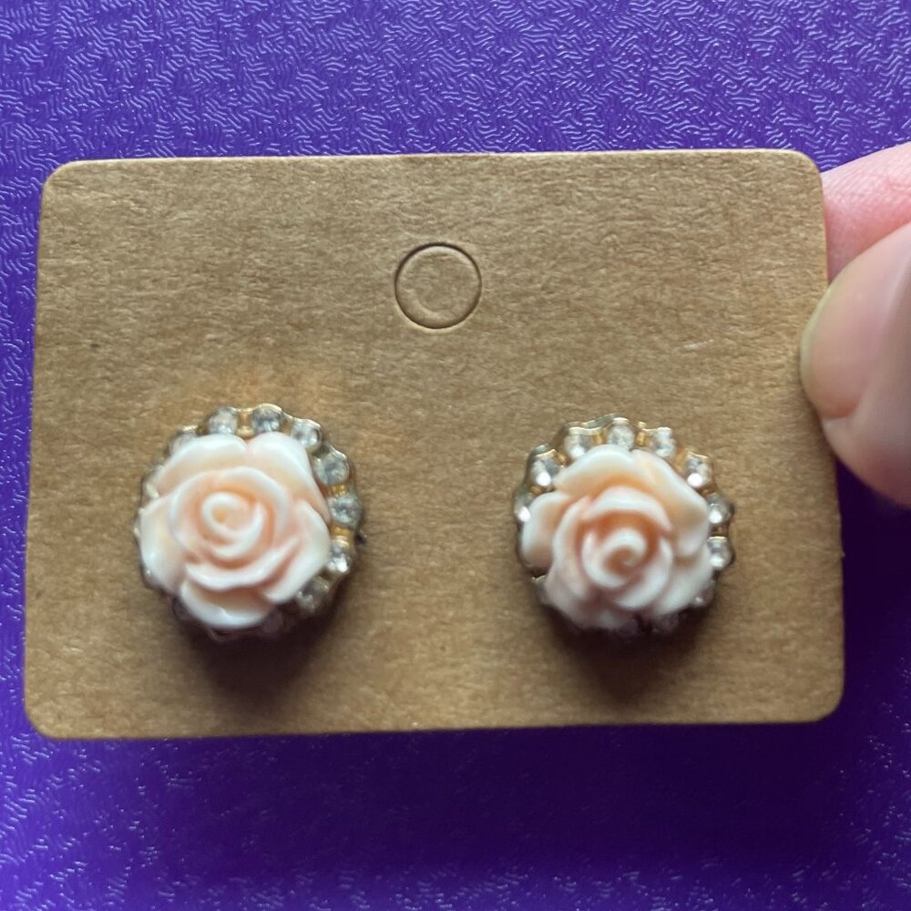 Bundle 3 for $12 Pink Rose Stud Earrings.